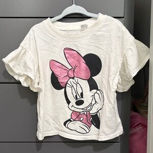 H&M x Disney Minnie Mouse White Tee with Ruffle Sleeve